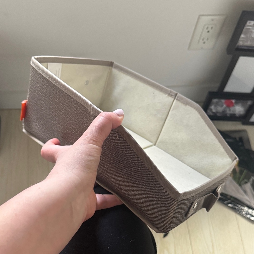 Fabric Storage Bin Organizer in Taupe